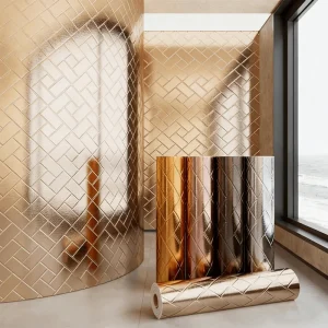 Metallic Texture Self adhesive XPE PVC Wall Sticker Wall Decoration Mirror Film Modern Design Waterproof Bedroom Kitchen