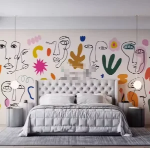 Minimalist Children’s Abstract Graffiti Art Wall Adhesive Wallpaper