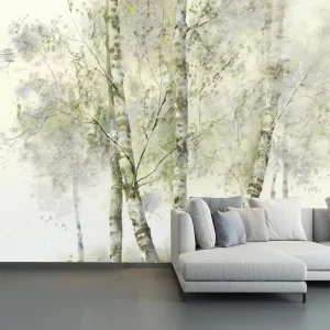 Minimalist Forest Custom 3D Mural Waterproof Wallpaper Wall Fabric Stylish Accent Wall for Living Room Dining Room & Hospital