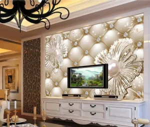 Minimalist Geometric Mural Wallpaper Sleek Pearl Accent Design Wall Panels for Modern Homes