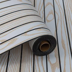 Minimalist PVC Slat Grille Wall Panels 3D Self-Adhesive Wall Stickers Modern Wood Look Decor for Living Room Wall