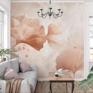 Minimalist Rose Gold Ginkgo Leaf Self Adhesive Mural Custom Watercolor Style Botanical Print Wallpaper for Modern Home Interior
