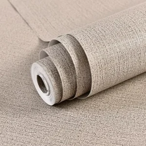 Minimally Colored Linen Self-adhesive Wallpaper for Bedroom Living Room Study Room Hotel Background Wall Decoration Wallpaper