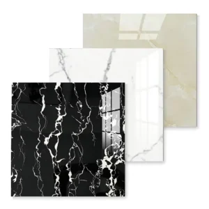Modern 30*30cm Marble Sound-Absorbing Anti-Slip Peel Stick PVC Wall Tile 2.5mm Thick Glossy Surface Waterproof Living Room
