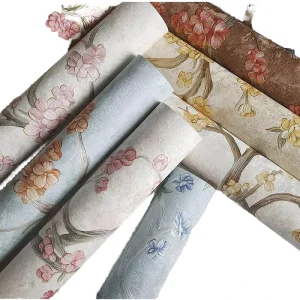 Modern 3D Embossed Anti-Static Waterproof PVC Wallpaper Vine Floral Design for Home Living Room Bedroom Hotel Hall Walls Decor