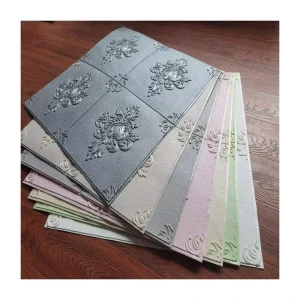 Modern 3D Embossed European Wallpaper Ceiling Home Decoration Interior PE Foam Wall Sticker Peel and Stick Installation
