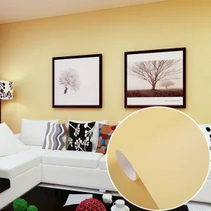Modern 3D Embossed Yellow Wallpaper High Quality Solid Color Wall Sticker for Bedroom Hotel Easy Peel Stick Waterproof