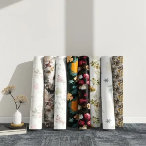 Modern 3D Floral Design Vinyl Wallpaper Waterproof Mural Wallpaper for Bathrooms Kitchen Hotels Entertainment Geometric Pattern