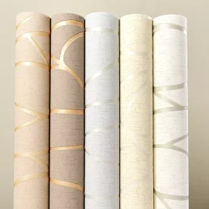 Modern 3D Floral Geometric Self-Adhesive Waterproof Mold-Proof Wallpaper with Stripes for Living Room Hotel Household Home Decor