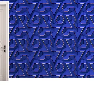 Modern 3D Geometric PVC Wallpaper Self Adhesive Textured Gold Anti-static Contact for Bathroom Home Decoration