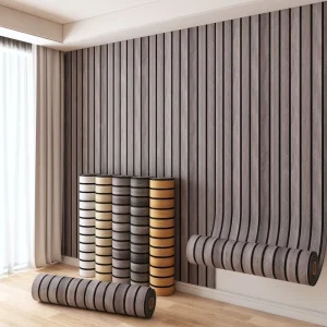 Modern 3D Geometric PVC Wallpaper Waterproof Shockproof Self Adhesive for Household Bedroom Gym Apartment Use