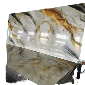 Modern 3D PET Foam Wall Stickers UV PVC Marble Panel Waterproof Geometric Pattern Wallpaper for Bedroom Peel Stick Installation