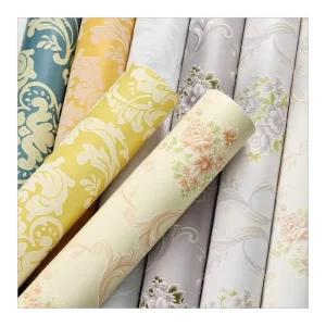Modern 3D PVC Waterproof Floral Wallpaper Rolls China Designed Wall Coating for Living Room Hotel and Entertainment Use