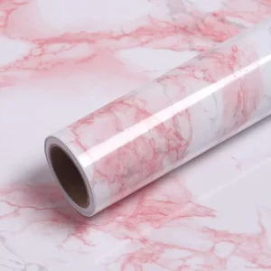 Modern 3D Pink Marble Wallpaper Waterproof Self Adhesive Vinyl Wall Covering Geometric Decorative Film for Kitchen for Apartment