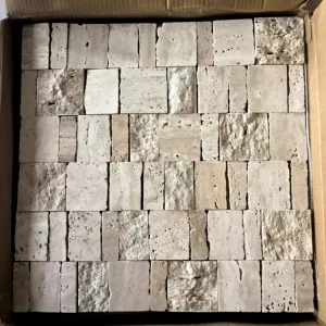 Modern 3D Travertine Natural Stone Fluted Bamboo Mosaic Tiles Panel Flexible Veneer Sheet Wall Graphic Villa Apartment