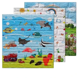 Modern 3D Waterproof Anti Collision Kids Wallpaper Self Adhesive Cartoon Wall Sticker Anti Static Children’s Wall Decoration