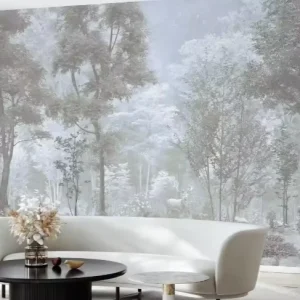Modern 3D Woodland Night View Wall Sticker Customized Waterproof Background Wallpaper Mural for Sofa Living Room Hospital Mall