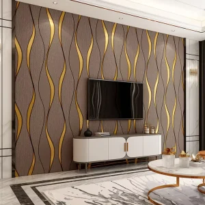 Modern 3d Embossed Living Room Bedroom Waterproof Non Woven Geometric Stripes Wallpaper Home Decoration