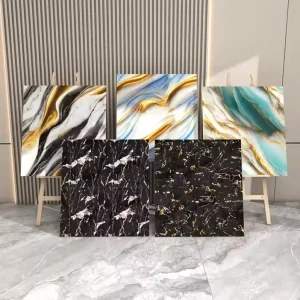 Modern 60*60cm PVC Foam Marble Sticker Wallpaper Peel Stick Waterproof Moisture Proof for Apartment Living Room