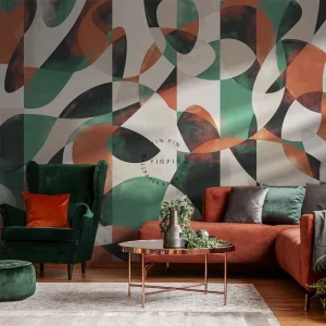Modern Abstract Art with Retro Colorful Geometric Wallpaper Mural