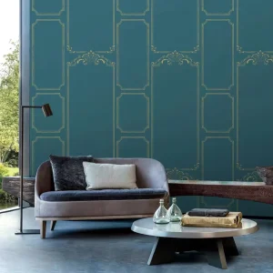 Modern Abstract Geometric Gold Accent Embossed Wallpaper for Bedroom Feature Wall Hotel Suite Luxury Interior Renovation Project