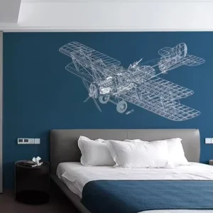 Modern Airplane Shape with Gold Details 3D Relief Wallpaper Self Adhesive Wall Mural for Home Office Hotel Room Interior Decor