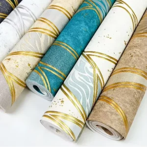 Modern Anti-Static 3D Water Wave PVC Vinyl Wallpaper Rolls for Living Room Hotel Design Moisture-Proof Waterproof Home