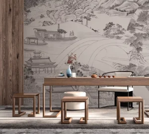 Modern Architectural Style Non Woven Wrinkle Resistant Bedroom Wall Art Printed Murals Home Decor Wallpapers