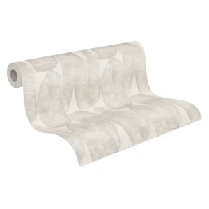 Modern Banana Leaf Grey Non Woven Wallpaper Rolls for Hotel Use Anti static