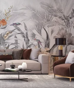 Modern Bedroom Wall Decor 3D Forest Wall Mural with Tree and Nature Landscapes Large Size Non-Woven Material