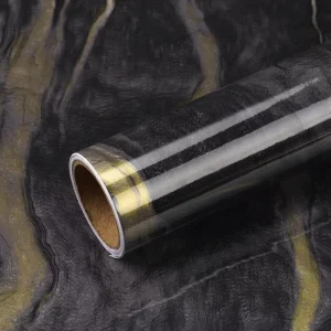 Modern Black Gold Marble Peel & Stick Wallpapers Waterproof Self-Adhesive PVC Countertop for Apartment Kitchen Bathroom Table