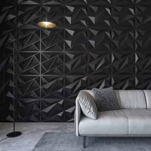 Modern Black PVC 3D Wall Panel Waterproof Easy Install Wall Decoration