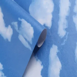 Modern Blue Sky PVC Vinyl Peel And Stick 3D Floral Wallpaper Roll Waterproof For Bedroom Living Room Hotel Home Decor