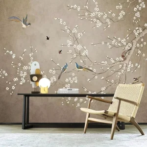 Modern Chinoiserie Chinese Wallpaper Mural Waterproof Decorative Wall Papers for Bedroom Background Home Decoration