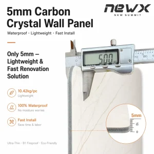 Modern Commercial Waterproof Wall Cladding 5mm Carbon Crystal Decorative Wall Panel for Bedroom Restaurant Office Renovation