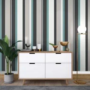Modern Contrast Color Vertical Stripe Non Woven Wallpaper