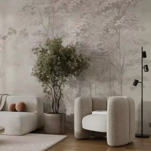 Modern Custom Wallpaper Murals Peel and Stick Waterproof Striped Forest Design for Sofa Living Room and Bedroom