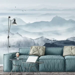 Modern Elegant Chinese Landscape 3D Mural Waterproof Fireproof Eco PVC Wallpaper for Living Room Home Interior Decor