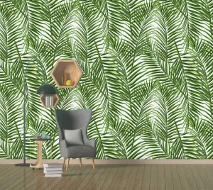 Modern Elegant Tropical Jungle Leaves Eco Fireproof Papier Peint Wallpaper for Bedrooms Living Rooms & Kids Spaces