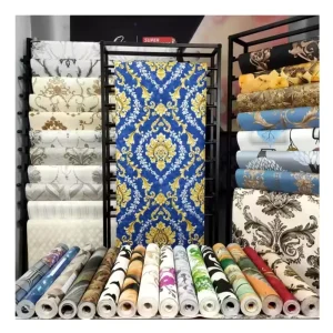 Modern Embossed Floral PVC Wallpaper Waterproof New Design for Living-room and Hotel
