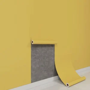 Modern Embossed Matt Yellow Vinyl Waterproof Peel & Stick Wallpaper Solid Color Removable Bedroom/Office Sticker Cabinet