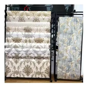 Modern Embossed PVC Wallpaper Waterproof Fabric Backed Vinyl Wallcovering for Home Decor 10m Length Pattern Decoration Style