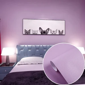 Modern Embossed Romantic Purple Geometric Pattern PVC Vinyl Peel and Stick Wallpaper Matte Solid Color Waterproof