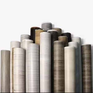 Modern Embossed Wood Grain PVC Waterproof Peel And Stick Wallpaper With 5 Year Warranty For Interior Wall Decoration