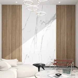 Modern Exquisite PVC Mural Wallpaper Wood Plastic Concrete Exterior Wall Panel Waterproof Fireproof Design for Background Wall