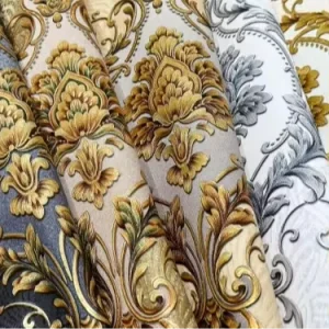 Modern Floral 3D Embossed Damask Pattern Wallpaper for Bedroom Soundproof PVC Waterproof for Dining Decor