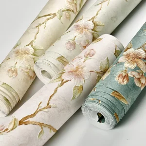 Modern Floral 3D Non-Woven Self-Adhesive Wallpaper for Bedroom Living Room TV Background Dorm Room Hotel