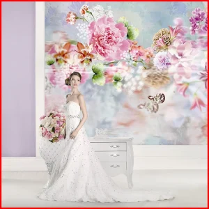 Modern Floral Design 3D Printed Non Woven Wallpaper High Quality Moisture Proof for Bedroom Living Room Mall or Villa