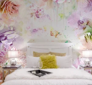 Modern Floral Design Colorful Rose Non Woven Printed Wallpaper
