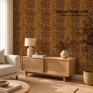 Modern Floral Herringbone Peel and Stick Wallpaper Self Adhesive Wood Grain Contact Paper for Bedroom Wall Decor